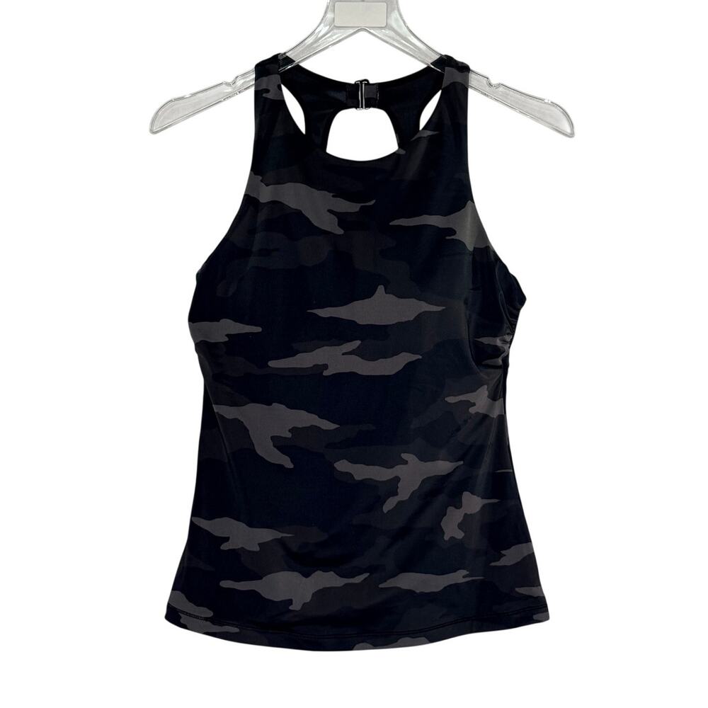 Athleta Freestyle Camo Tankini Black Gray 36 B/C Underwire Support